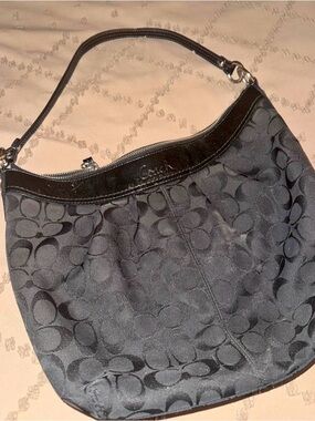 Y2K Coach Black Signature Canvas Shoulder Bag